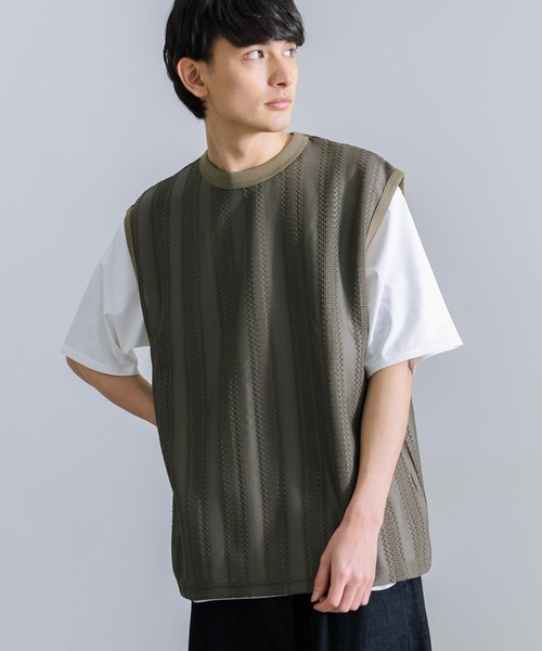 Audience(オーディエンス)の「オーバーサイズ 日本製 ラッセルレース ノースリーブベスト AUD6422(ベスト・メンズ・ブラック/オリーブ/ネイビー・M/L/XL)」の1枚目の写真