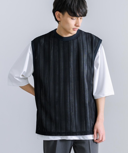 Audience(オーディエンス)の「オーバーサイズ 日本製 ラッセルレース ノースリーブベスト AUD6422(ベスト・メンズ・ブラック/オリーブ/ネイビー・M/L/XL)」の2枚目の写真