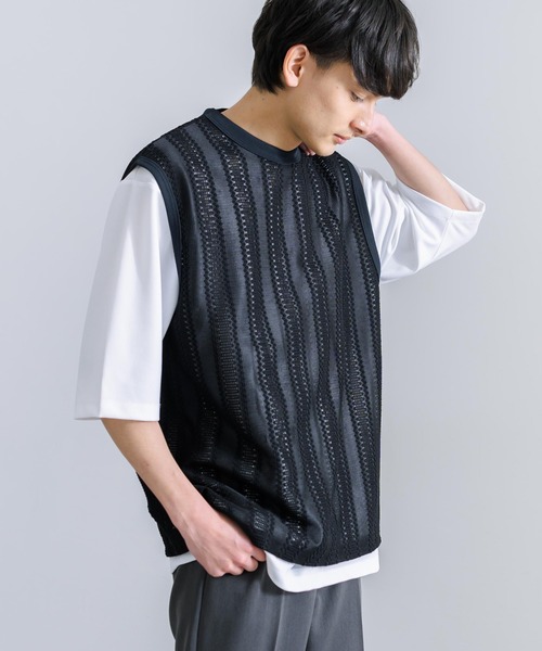 Audience(オーディエンス)の「オーバーサイズ 日本製 ラッセルレース ノースリーブベスト AUD6422(ベスト・メンズ・ブラック/オリーブ/ネイビー・M/L/XL)」の10枚目の写真