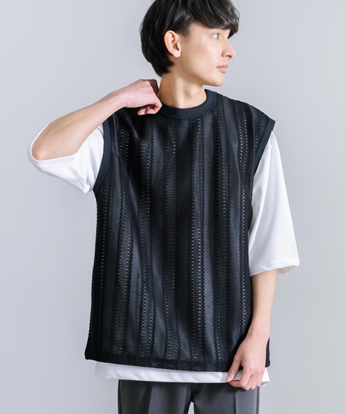 Audience(オーディエンス)の「オーバーサイズ 日本製 ラッセルレース ノースリーブベスト AUD6422(ベスト・メンズ・ブラック/オリーブ/ネイビー・M/L/XL)」の4枚目の写真