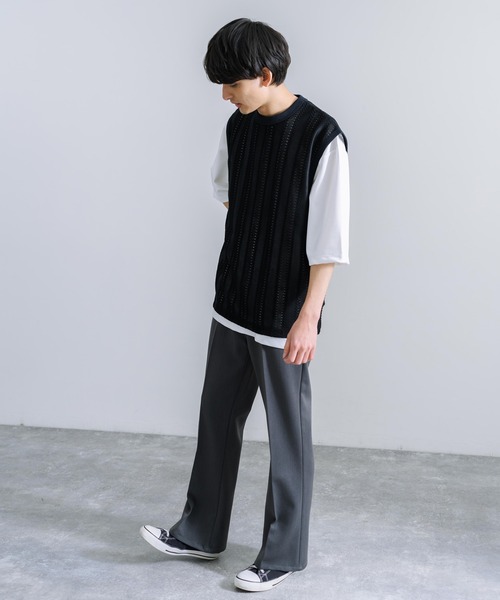 Audience(オーディエンス)の「オーバーサイズ 日本製 ラッセルレース ノースリーブベスト AUD6422(ベスト・メンズ・ブラック/オリーブ/ネイビー・M/L/XL)」の17枚目の写真