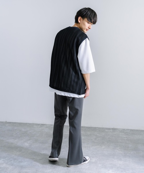 Audience(オーディエンス)の「オーバーサイズ 日本製 ラッセルレース ノースリーブベスト AUD6422(ベスト・メンズ・ブラック/オリーブ/ネイビー・M/L/XL)」の7枚目の写真