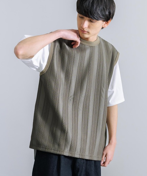 Audience(オーディエンス)の「オーバーサイズ 日本製 ラッセルレース ノースリーブベスト AUD6422(ベスト・メンズ・ブラック/オリーブ/ネイビー・M/L/XL)」の14枚目の写真