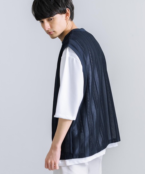 Audience(オーディエンス)の「オーバーサイズ 日本製 ラッセルレース ノースリーブベスト AUD6422(ベスト・メンズ・ブラック/オリーブ/ネイビー・M/L/XL)」の5枚目の写真