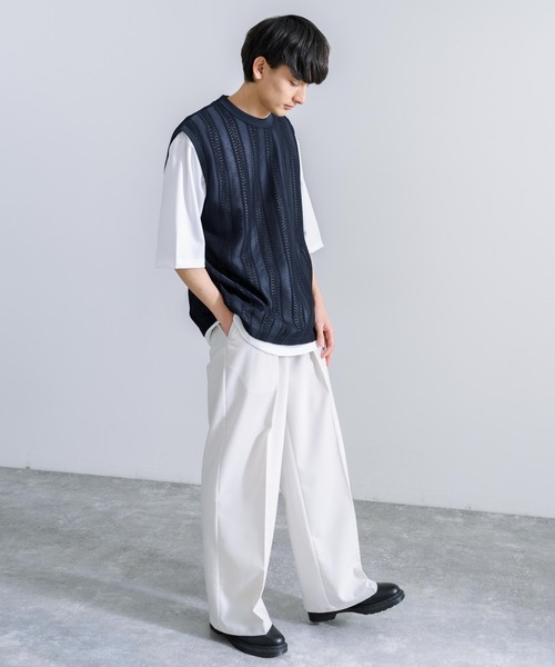 Audience(オーディエンス)の「オーバーサイズ 日本製 ラッセルレース ノースリーブベスト AUD6422(ベスト・メンズ・ブラック/オリーブ/ネイビー・M/L/XL)」の18枚目の写真