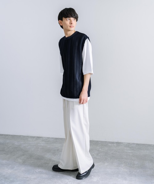 Audience(オーディエンス)の「オーバーサイズ 日本製 ラッセルレース ノースリーブベスト AUD6422(ベスト・メンズ・ブラック/オリーブ/ネイビー・M/L/XL)」の8枚目の写真