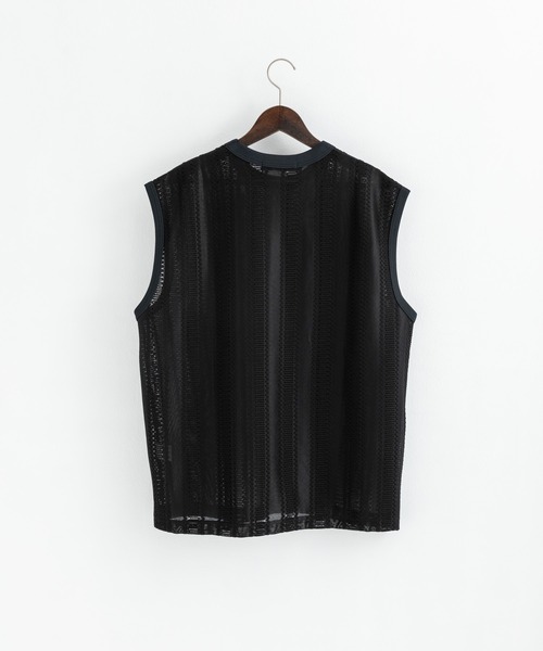 Audience(オーディエンス)の「オーバーサイズ 日本製 ラッセルレース ノースリーブベスト AUD6422(ベスト・メンズ・ブラック/オリーブ/ネイビー・M/L/XL)」の15枚目の写真