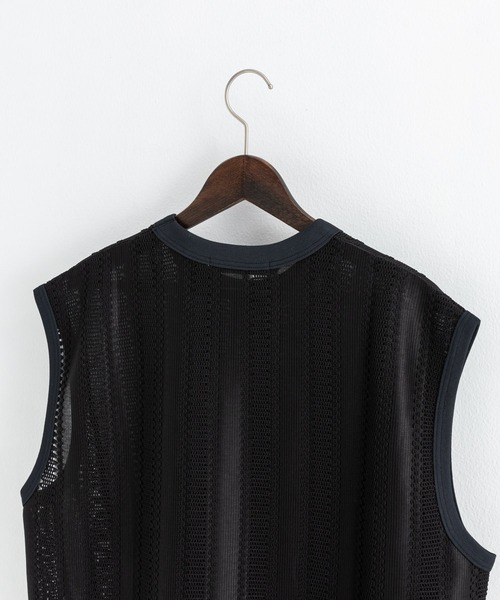 Audience(オーディエンス)の「オーバーサイズ 日本製 ラッセルレース ノースリーブベスト AUD6422(ベスト・メンズ・ブラック/オリーブ/ネイビー・M/L/XL)」の6枚目の写真