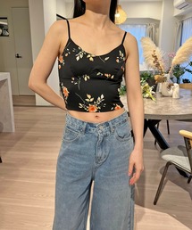 フラワープリントカップ付きキャミソール