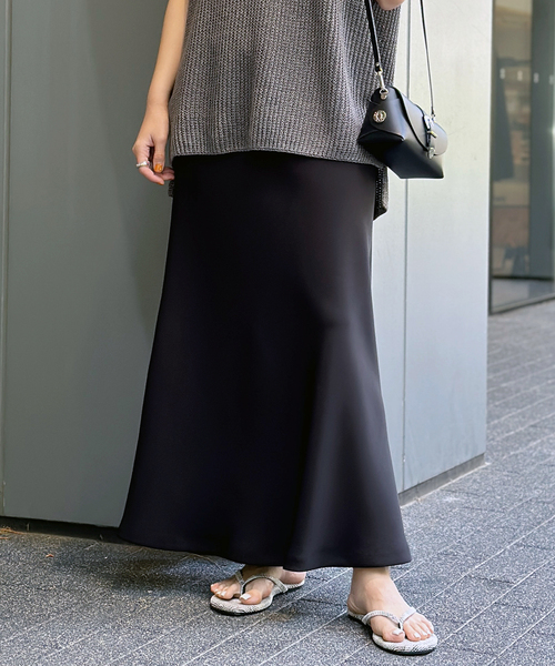 【新品・タグ付】AP STUDIO エーピーストゥディオ スカート ネイビー フォールドオーバースウェットスカート（ロング・マキシ丈