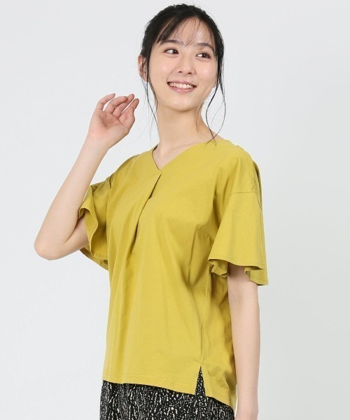 MARLENE JOBERT(マルレーヌ ジョベル)の「マルレーヌジョベル/MARLENE JOBERT 接触冷感 Vネック 袖フレアTシャツ(Tシャツ/カットソー・レディース・ネイビー/サックスブルー/オレンジ/ホワイト/イエロー・LARGE/MEDIUM)」の5枚目の写真