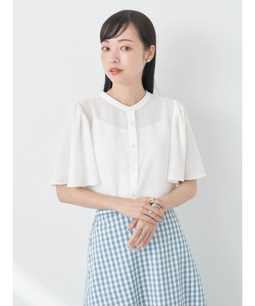 earth music&ecology(アースミュージックアンドエコロジー)の「2WAYフレアスリーブブラウス(シャツ/ブラウス・レディース・オフホワイト/サックスブルー/ピンク/ドット・FREE)」の6枚目の写真