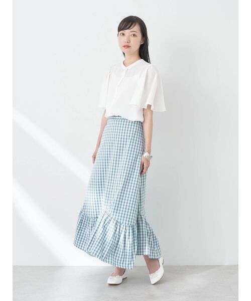 earth music&ecology(アースミュージックアンドエコロジー)の「2WAYフレアスリーブブラウス(シャツ/ブラウス・レディース・オフホワイト/サックスブルー/ピンク/ドット・FREE)」の9枚目の写真