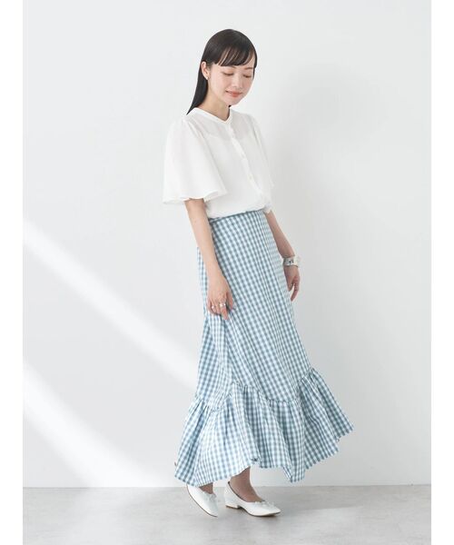 earth music&ecology(アースミュージックアンドエコロジー)の「2WAYフレアスリーブブラウス(シャツ/ブラウス・レディース・オフホワイト/サックスブルー/ピンク/ドット・FREE)」の10枚目の写真