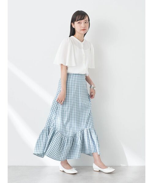 earth music&ecology(アースミュージックアンドエコロジー)の「2WAYフレアスリーブブラウス(シャツ/ブラウス・レディース・オフホワイト/サックスブルー/ピンク/ドット・FREE)」の11枚目の写真