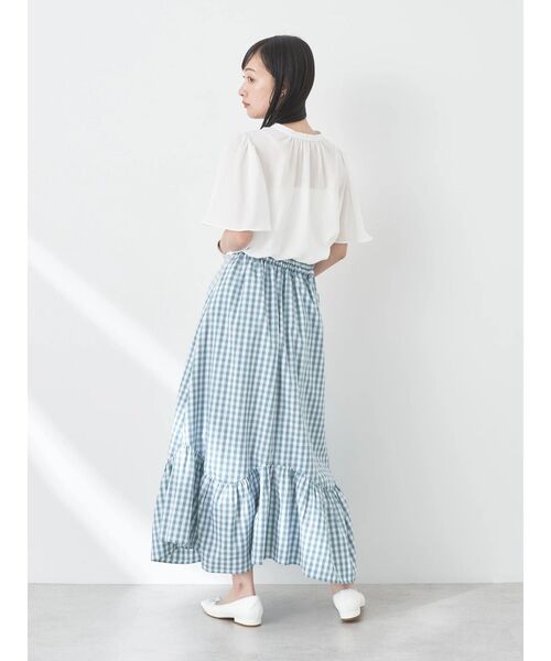 earth music&ecology(アースミュージックアンドエコロジー)の「2WAYフレアスリーブブラウス(シャツ/ブラウス・レディース・オフホワイト/サックスブルー/ピンク/ドット・FREE)」の12枚目の写真