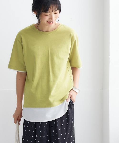 nissen(ニッセン)の「【汗じみ防止加工】重ね着風トップス(Tシャツ/カットソー・レディース・グレイッシュベージュ/チャコールグレー/グリーン系/ブラック/ブルー・L/LL/S/M)」の14枚目の写真
