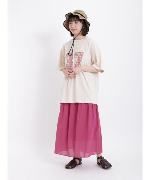 Samansa Mos2(サマンサ モスモス)の「ロゴアップリケTシャツ(Tシャツ/カットソー・レディース・オフホワイト/キナリ/チャコールグレー・F)」の22枚目の写真