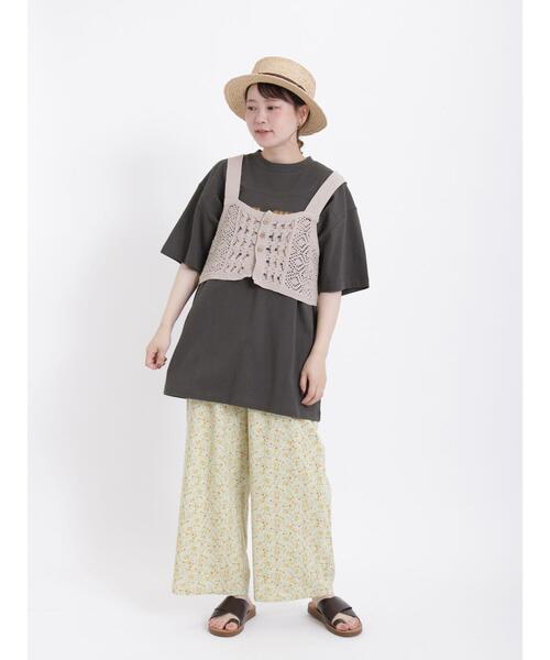 Samansa Mos2(サマンサ モスモス)の「ロゴアップリケTシャツ(Tシャツ/カットソー・レディース・オフホワイト/キナリ/チャコールグレー・F)」の15枚目の写真