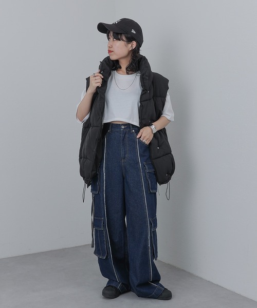 COLONY 2139(コロニートゥーワンスリーナイン)の「中わたオーバーベスト(ダウンベスト・レディース・アイボリー/ブラック・FREE)」の11枚目の写真