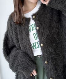 classicalelf（クラシカルエルフ）の「表情豊かな上品 ニット。 2way シャギー ニット カーデ（カーディガン/ボレロ・グレー系）」