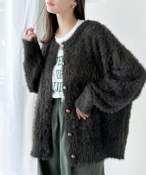 classicalelf(クラシカルエルフ)の「表情豊かな上品 ニット。 2way シャギー ニット カーデ(カーディガン/ボレロ・レディース・チャコールグレー/グレイッシュベージュ/ブラウン/アイボリー・SMALL/LARGE/MEDIUM/X-LARGE)」の16枚目の写真