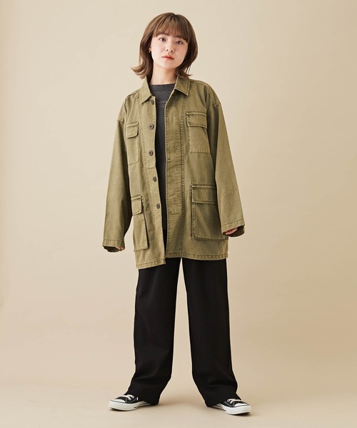 CUBE SUGAR（キューブシュガー）の「無地カットツイルイージーテーパードパンツ（その他パンツ・レディース・キャメル/ブラック/グリーン/ワイン・M）」の5枚目の写真