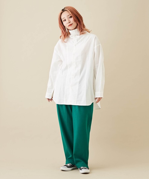 CUBE SUGAR（キューブシュガー）の「無地カットツイルイージーテーパードパンツ（その他パンツ・レディース・キャメル/ブラック/グリーン/ワイン・M）」の20枚目の写真