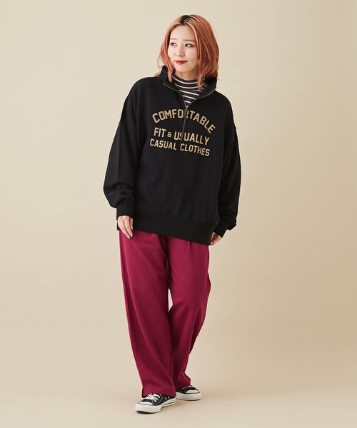 CUBE SUGAR（キューブシュガー）の「無地カットツイルイージーテーパードパンツ（その他パンツ・レディース・キャメル/ブラック/グリーン/ワイン・M）」の15枚目の写真