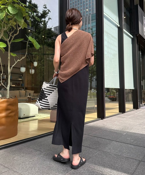 DouDou（ドゥドゥ）の「ランダムリブ2WAYタンクワンピース（ワンピース・レディース・オフホワイト/グレイッシュベージュ/ネイビー/ブラック・FREE）」の12枚目の写真
