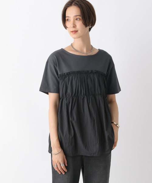 LEPSIM（レプシィム）の「フハクドッキングT　964236（Tシャツ/カットソー・レディース・ブラウン/グレイッシュベージュ/グレー・FREE）」の2枚目の写真