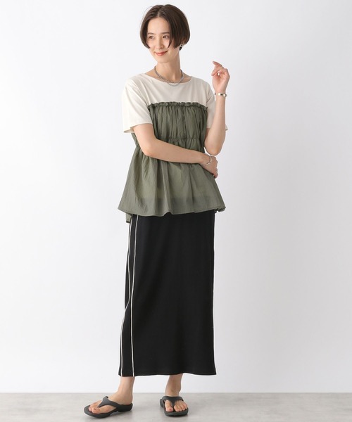 LEPSIM（レプシィム）の「フハクドッキングT　964236（Tシャツ/カットソー・レディース・ブラウン/グレイッシュベージュ/グレー・FREE）」の6枚目の写真