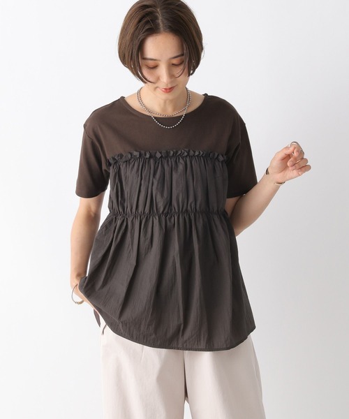 LEPSIM（レプシィム）の「フハクドッキングT　964236（Tシャツ/カットソー・レディース・ブラウン/グレイッシュベージュ/グレー・FREE）」の14枚目の写真