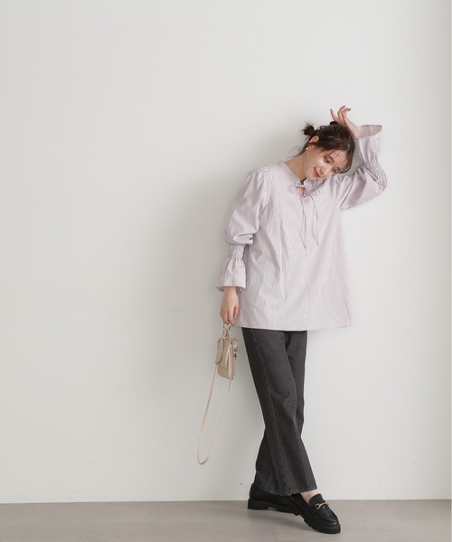 N.（N. Natural Beauty Basic）（エヌエヌナチュラルビューティーベーシック）の「◆ベルスリーブブラウス（シャツ/ブラウス・レディース・グレー系その他/ブルー系その他/オフホワイト・MEDIUM）」の9枚目の写真