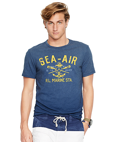 POLO RALPH LAUREN(ポロ ラルフ ローレン)の「ノーティカル コットン ジャージー Tシャツ(Tシャツ/カットソー・メンズ・ブルー・LARGE/MEDIUM/SMALL/X-LARGE)」の1枚目の写真