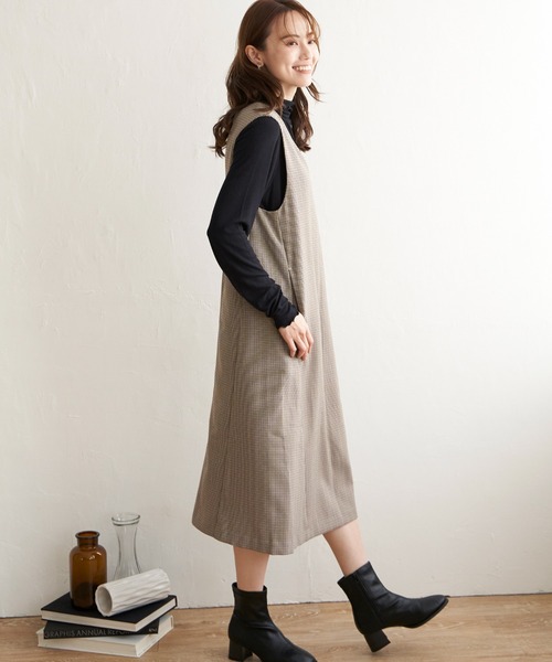 ikka（イッカ）の「ウーリッシュフラノジャンパースカート（ワンピース・レディース・ブラック/ブラウン系その他/ブラウン・S/M/L）」の11枚目の写真