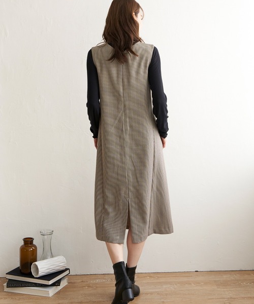 ikka（イッカ）の「ウーリッシュフラノジャンパースカート（ワンピース・レディース・ブラック/ブラウン系その他/ブラウン・S/M/L）」の12枚目の写真