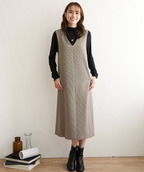 ikka（イッカ）の「ウーリッシュフラノジャンパースカート（ワンピース・レディース・ブラック/ブラウン系その他/ブラウン・S/M/L）」の18枚目の写真