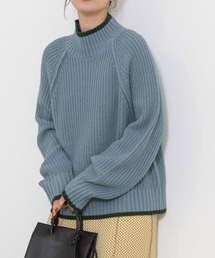 配色ニットプルオーバー