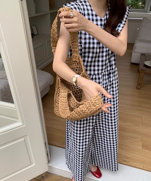 オールインワン・サロペット Ornella Dress Grandeir（グランディール）の「ギンガムチェックオールインワン
