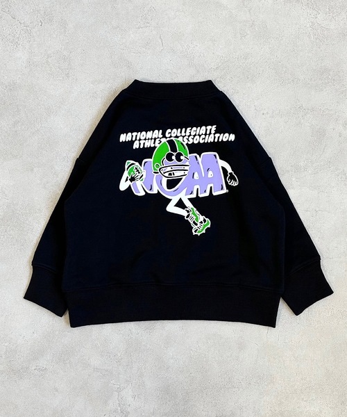 NCAA(エヌシーエーエー)の「【NCAA】別注 プリント裏毛トレーナー(80~120cm)(スウェット・キッズ・ブラック/アイボリー・80/90/100/110/120)」の3枚目の写真