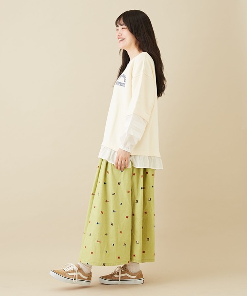 CUBE SUGAR（キューブシュガー）の「吊り裏毛スウェットレイヤード風プルオーバー（スウェット・レディース・レッド/ホワイト/トップグレー/ネイビー・M）」の7枚目の写真