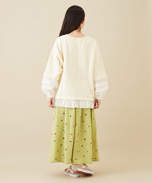 CUBE SUGAR（キューブシュガー）の「吊り裏毛スウェットレイヤード風プルオーバー（スウェット・レディース・レッド/ホワイト/トップグレー/ネイビー・M）」の8枚目の写真