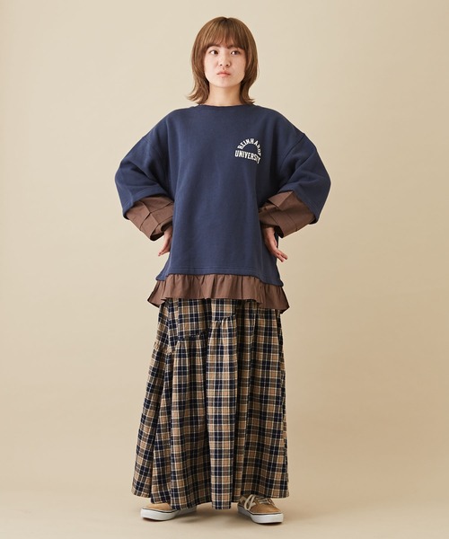 CUBE SUGAR（キューブシュガー）の「吊り裏毛スウェットレイヤード風プルオーバー（スウェット・レディース・レッド/ホワイト/トップグレー/ネイビー・M）」の18枚目の写真