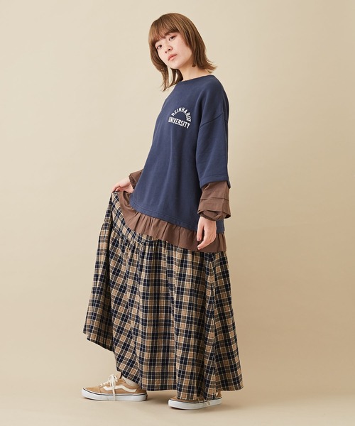 CUBE SUGAR（キューブシュガー）の「吊り裏毛スウェットレイヤード風プルオーバー（スウェット・レディース・レッド/ホワイト/トップグレー/ネイビー・M）」の19枚目の写真