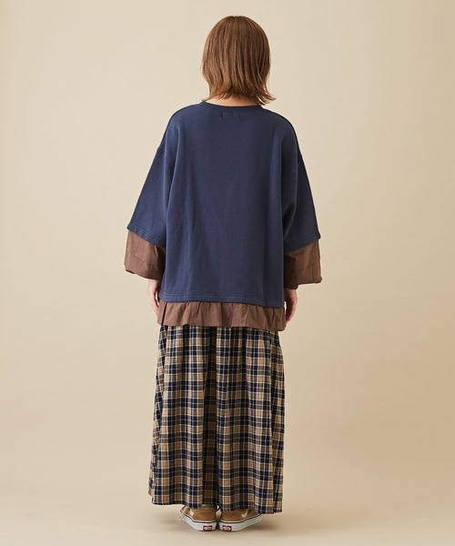 CUBE SUGAR（キューブシュガー）の「吊り裏毛スウェットレイヤード風プルオーバー（スウェット・レディース・レッド/ホワイト/トップグレー/ネイビー・M）」の20枚目の写真