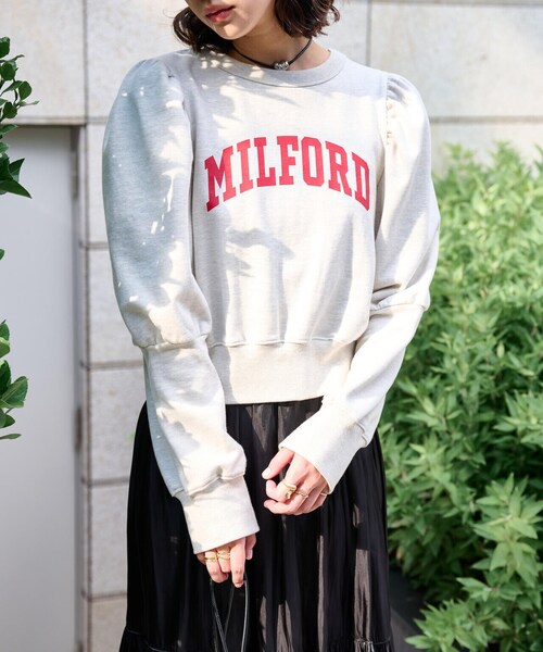 FREE'S MART（フリーズマート）の「◆カレッジロゴパフスリーブショート丈スウェット（スウェット・レディース・ホワイト系その他/ネイビー・FREE）」の6枚目の写真