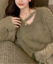 LADY LIKE（レディライク）の「クロップド丈V開きシャギーニット（ニット/セーター）」