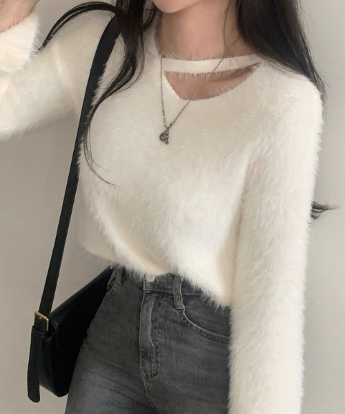 セール】クロップド丈V開きシャギーニット（ニット/セーター）｜LADY