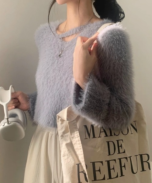 セール】クロップド丈V開きシャギーニット（ニット/セーター）｜LADY